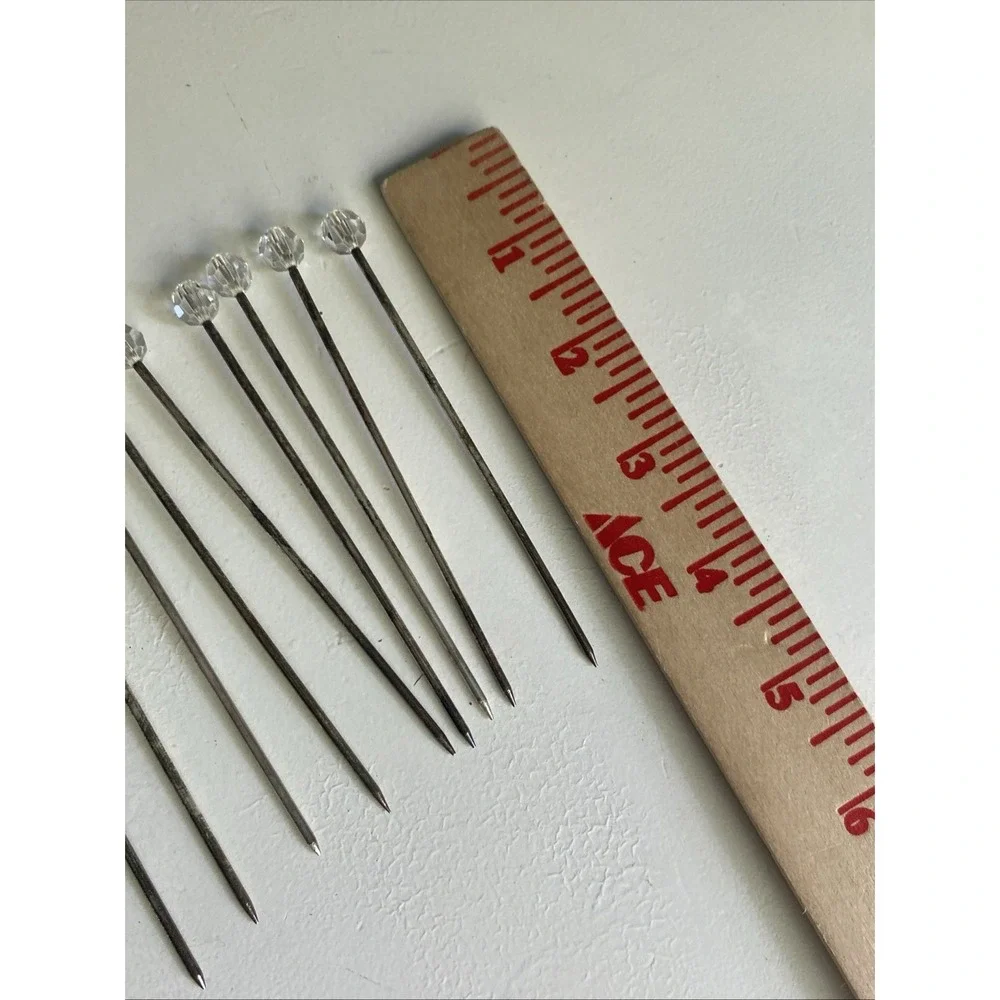 Vintage Silver Plate 1) holder & 9 Hatpins / Cocktail picks / Appetizer picks